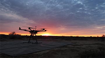 Drone shown at sunrise: astro-ecology