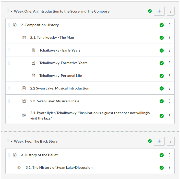 Screen shot of module structure