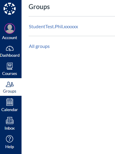 Groups section in Canvas main menu